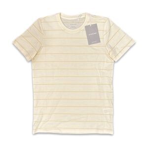 Everlane organic cotton crew neck tee shirt pastel yellow white stripe Small new